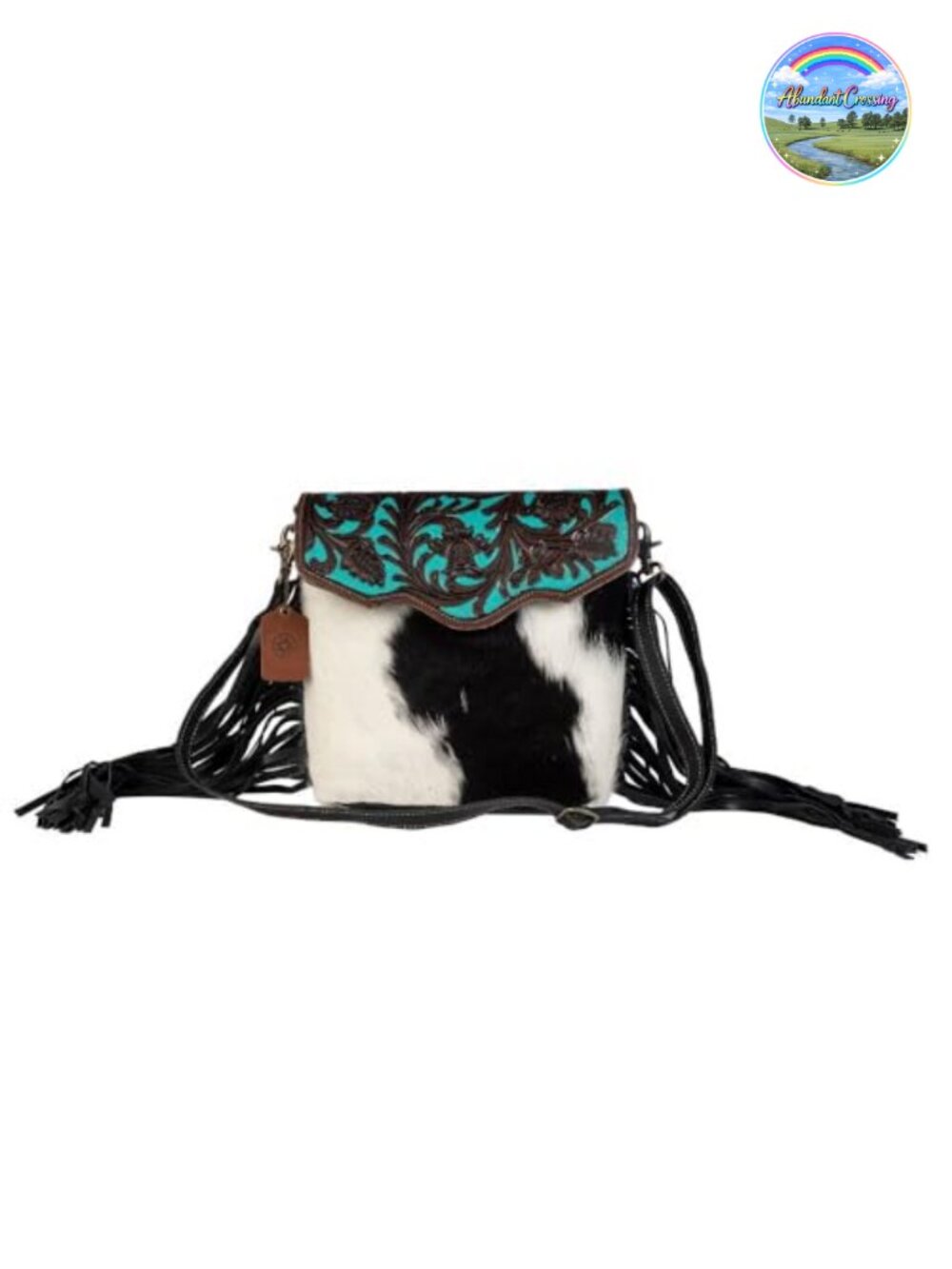 Myra Bag Western Fringe Purse Real Cowhide Leather Shoulder Bag